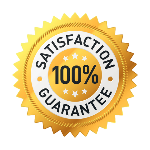 A gold seal with the text 'Satisfaction Guaranteed' on it, indicating a guarantee of quality or satisfaction.