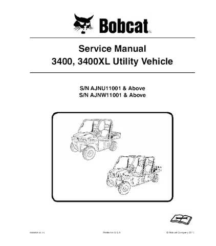 BOBCAT 3400, 3400XL UTILITY VEHICLE SERVICE REPAIR MANUAL
