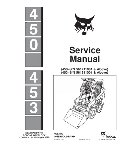 BOBCAT 450, 453 SKID STEER LOADER SERVICE REPAIR MANUAL