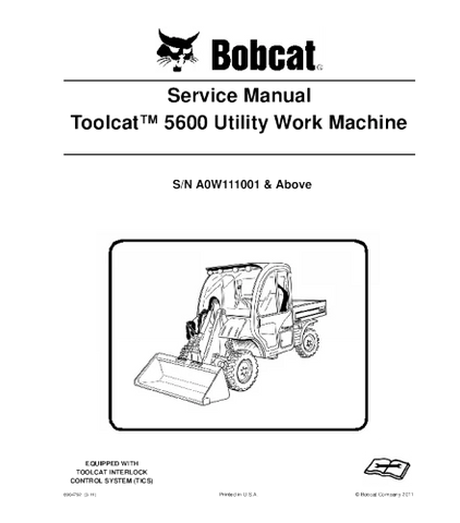 Bobcat 5600 Toolcat Utility Vehicle Service Repair Manual