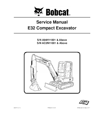 Bobcat E32 Compact Excavator Service Repair Manual
