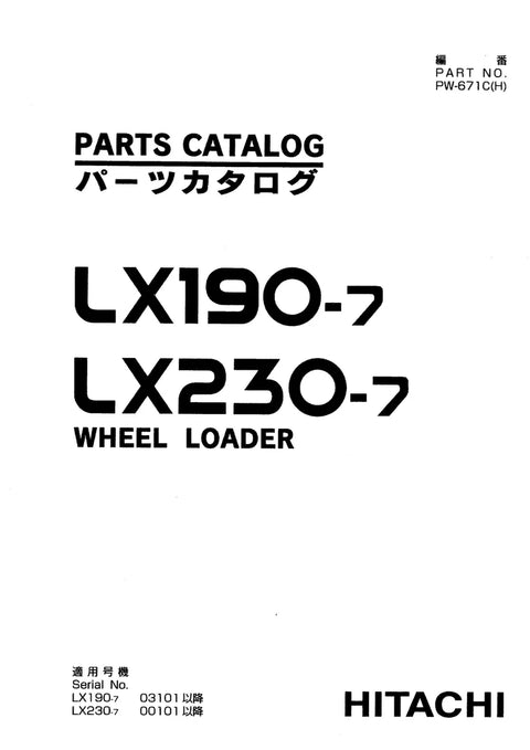 Hitachi LX190-7, LX230-7 Wheel Loader Parts Manual