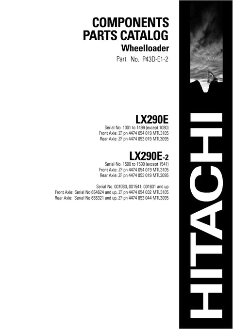 Hitachi LX290E, LX290E-1, LX290E-2 Wheel Loader Parts Manual