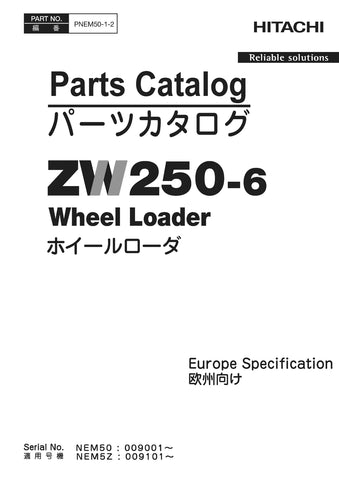 Hitachi ZW250-6 Wheel Loader Parts Manual
