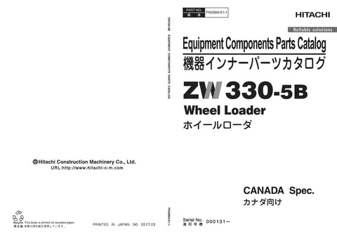 Hitachi ZW330-5B Wheel Loader Parts Manual