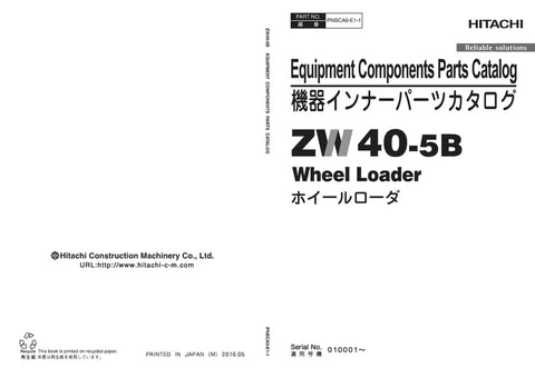 Hitachi ZW40-5B Equipment Components Parts Manual