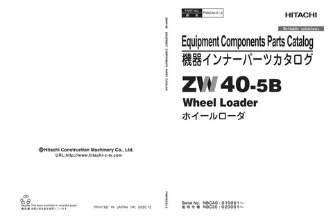 Hitachi ZW50-5B Wheel Loader Parts Manual