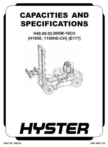 Hyster H1050HD-CH, H1150HD-CH Forklift Truck E117 Series Workshop Service Repair Manual