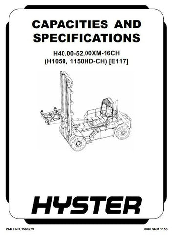 Hyster H1050HD-CH, H1150HD-CH Forklift Truck E117 Series Workshop Service Repair Manual