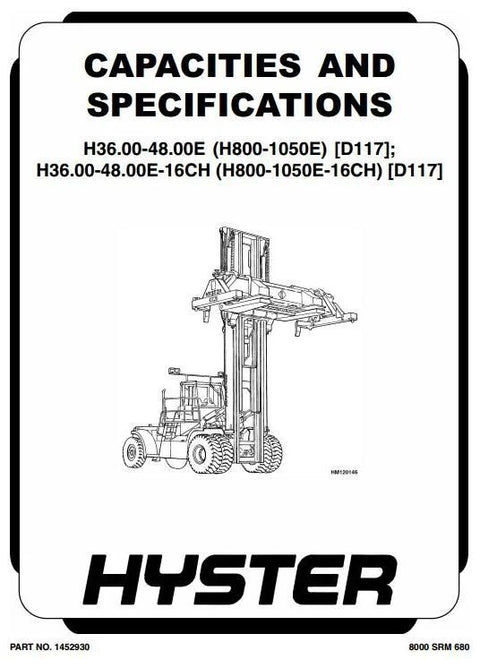 Hyster H36.00E, H40.00E, H44.00E, H48.00E Forklift Truck D117 Series Workshop Service Repair Manual