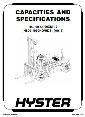 Hyster H36.00XM(S-12); H40.00XM, H44.00XM, H48.00XM(S,-12) Lift Truck A917 series Service Repair Manual
