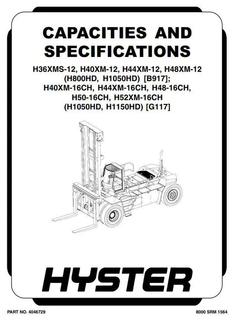 Hyster H36XMS-12, H40XM(S)-12, H44XM(S)-12, H48XM(S)-12 Lift Truck B917 series Service Repair Manual (Europe)