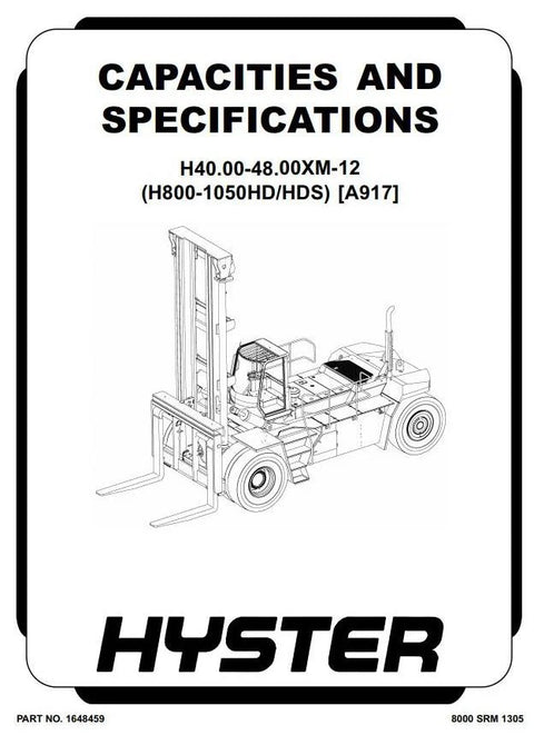 Hyster H40.00-H44.00-H48.00-H50.00-H52.00 XM-16CH Forklift Truck E117 Series Service Repair Manual