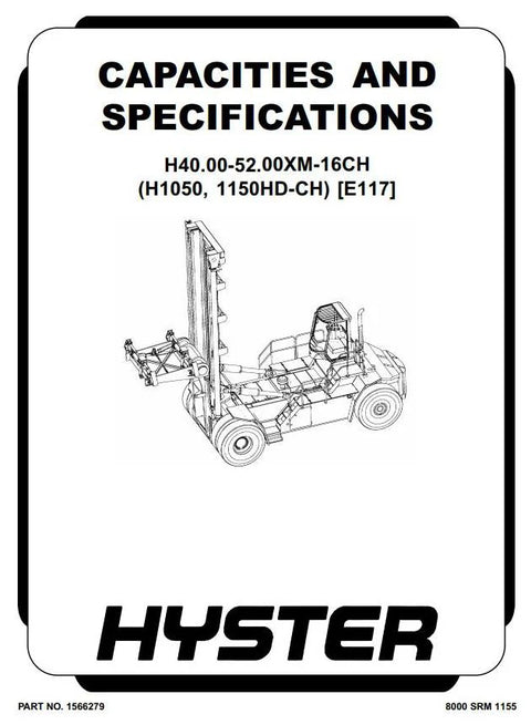 Hyster H40.00-H44.00-H48.00-H50.00-H52.00 XM-16CH Forklift Truck F117 Series Service Repair Manual