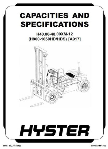 Hyster H800HDS HDS, H900HD HDS, H970HDS, H1050HD HDS Forklift Truck A917 series Service Repair Manual