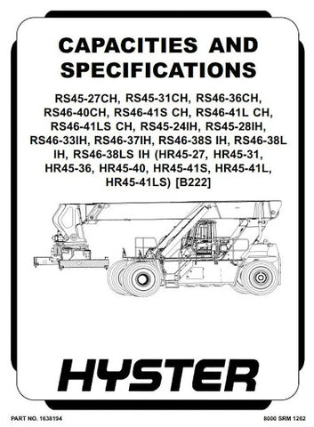Hyster HR45-27-31-36-40 HR45-41S, HR45-41L, HR45-41LS Truck B222 Series Service Repair Manual (USA)