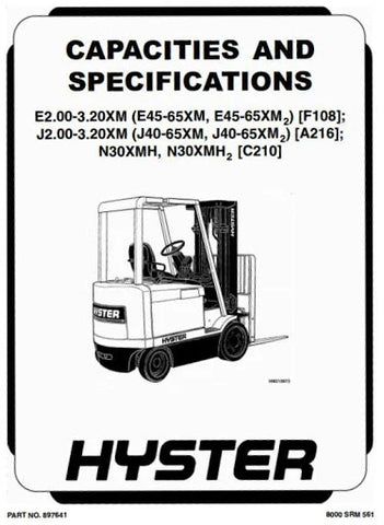 Hyster J40XM2, J50XM2, J60XM2, J65XM2 Forklift Truck A216 Series Workshop Service Repair Manual