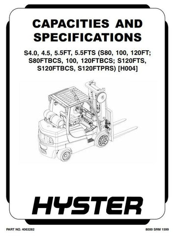 Hyster S80-100-120FT, S80-100FTBCS, S120FTS, S120FTPRS Forklift Truck H004 Series Service Repair Manual