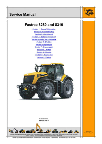 JCB 8280, 8310 Fastrac Service Repair Manual