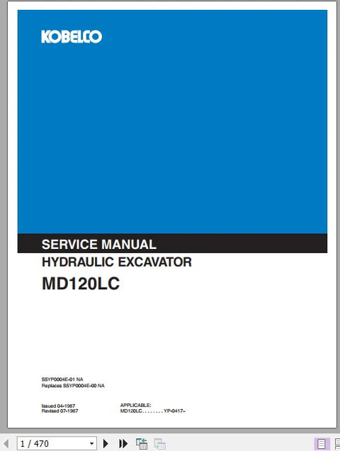 Kobelco MD120LC Hydraulic Excavator Service Repair Manual