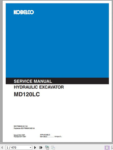 Kobelco MD120LC Hydraulic Excavator Service Repair Manual