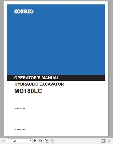Kobelco MD180LC Hydraulic Excavator Service Repair Manual YG-0647