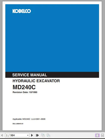Kobelco MD240C Hydraulic Excavator Service Repair Manual