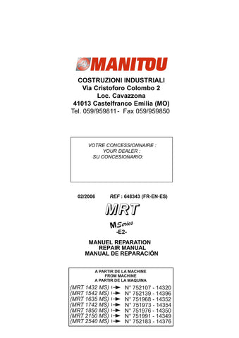 Manitou MRT 1742 MS Service Repair Manual