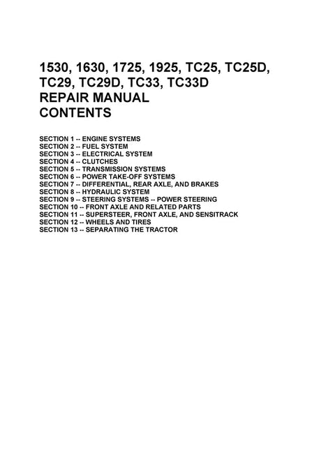 New Holland 1530 1630 1725 1925 TC25 TC25D TC29 TC29D TC33 TC33D Tractor Workshop Repair Service Manual