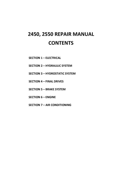 New Holland 2450 2550 Self-Propelled Windrower Service Repair Manual
