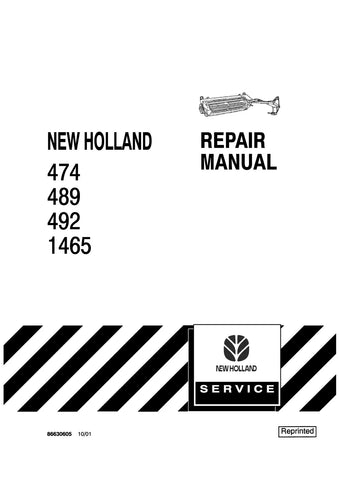 New Holland 474 489 492 1465 Haybine Mower-Conditioner Service Repair Manual