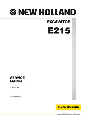 New Holland E215 Excavator Service Repair Manual