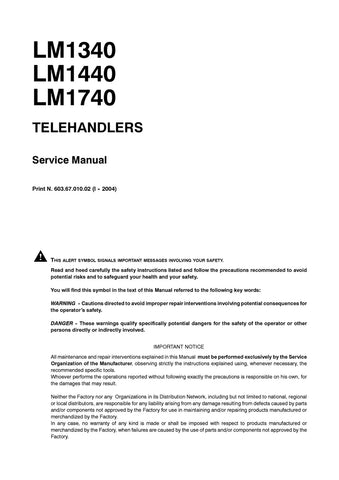 New Holland LM1340, LM1440, LM1740 TELEHANDLERS Service Repair Manual