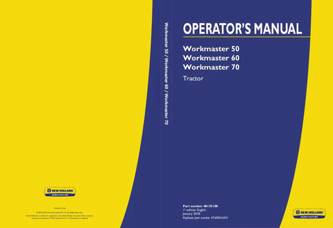 New Holland Workmaster 50 Workmaster 60 Workmaster 70 Tractor Operator's Manual