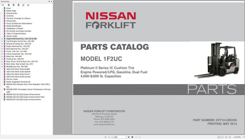 Nissan 1F2UC Forklift Parts Manual