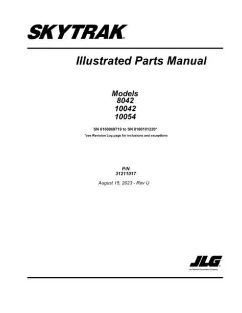 JLG SKYTRACK 8042, 10042, 10054 Telehandler Pats Manual