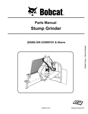 Bobcat SG60 Stump Grinder Teeth (233000101 & above) Parts Manual