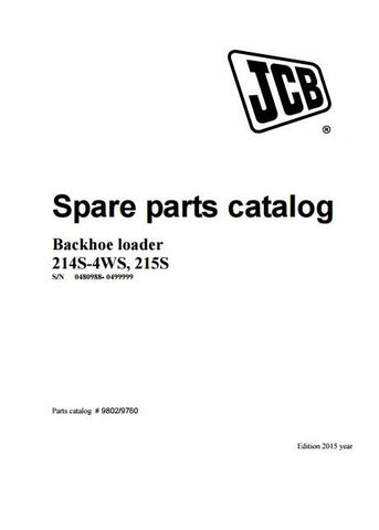 Jcb 214S-4WS, 215S Spare Parts Catalog Manual Pdf S/N 0480988-499999